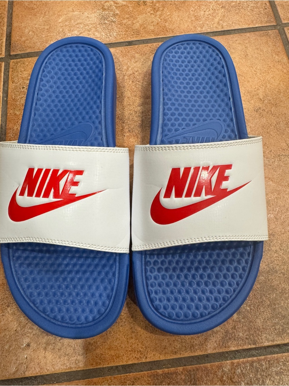 Nike Benassi JDI Slides Men’s Size 10 Blue White Red
